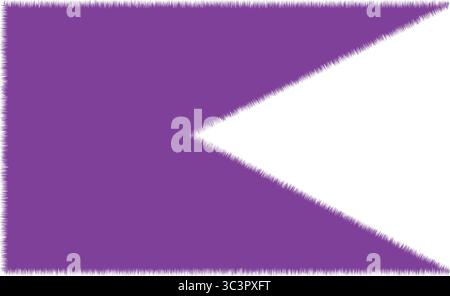 Lilafarbenes Flaggendesign mit weißem Chevron, perfekt für Branding, Ankündigungen und Eventwerbung Stock Vektor