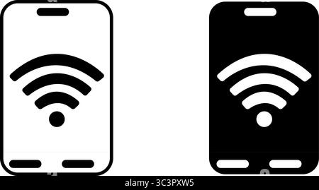 Smartphone-Symbole zeigen Wi-Fi-Signal an, bereit für nahtlose Konnektivität und müheloses Surfen Stock Vektor