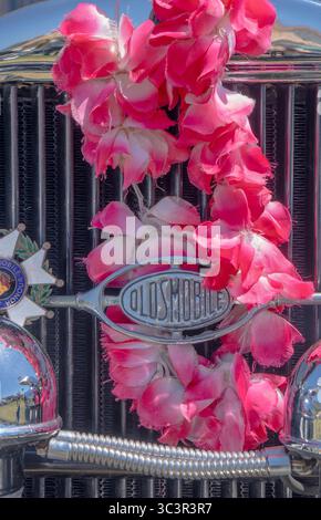 1929 Oldsmobile Woody Vehicle beim 8. Jährlichen nationalen Treffen und 25. Jährlichen Woodies am Strand in Santa Barbara, Kalifornien. Stockfoto