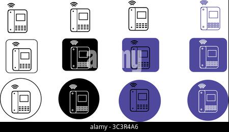 Symbole für Smartphones für moderne Kommunikationssysteme und Illustration des Konzepts der VoIP-Technologie Stock Vektor