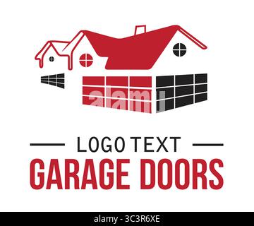 Wohnhaus Garagentore Icon Logo Vektor Illustration mit Dummy Text für Mehrzweckgebrauch. Stock Vektor