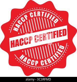 HACCP-zertifizierter Stempel – Vektorabzeichen zur Einhaltung der Lebensmittelsicherheit für Verpackung, Inspektion und Qualitätssicherung Stock Vektor