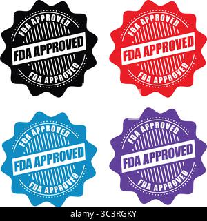 FDA Approved Stamp Label – Offizielles Zulassungssiegel Vektor Design für medizinische, pharmazeutische und Produktzertifizierung Stock Vektor