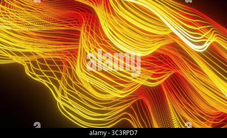 Gewellte, farbenfrohe Linien. Computergeneriertes 3D-Rendering Stockfoto