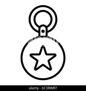 Dieses schlichte Liniendesign verfügt über eine Medaille mit Stern und Ring, die perfekt für Leistung und Anerkennung in verschiedenen Kontexten geeignet ist. Stock Vektor