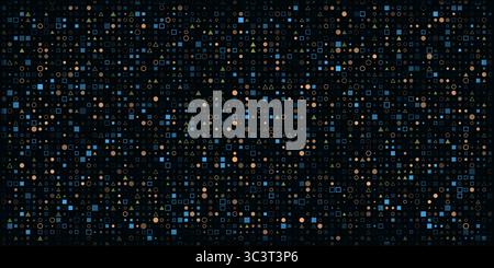 Dunkler technischer Fintech-Hintergrund mit abstraktem Pixel-farbenfrohem Muster. Abstrakter Hintergrund für Unternehmen, Finanzen und Technologie. Stock Vektor