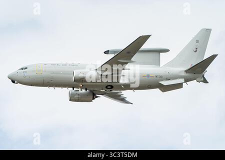 Ein Boeing E-7 Wedgetail-Frühwarn- und Kontrollflugzeug der Royal Air Force. Stockfoto