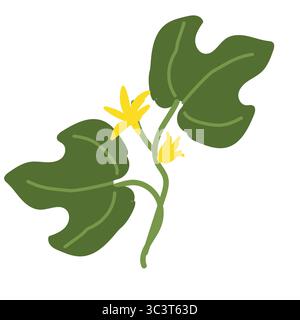 Einfache Illustration von Feigenblättern mit gelben Blüten. Stock Vektor