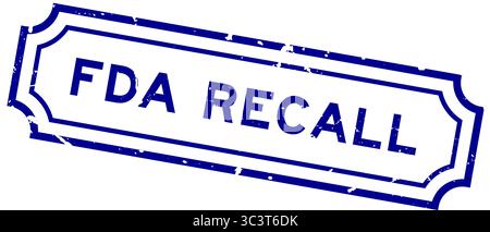 Grunge blauer FDA-Rückruf-Wort quadratischer Gummistempel auf weißem Hintergrund Stock Vektor