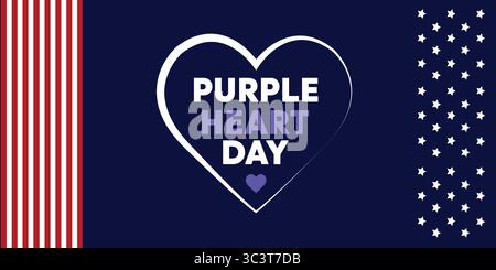 Vektor-Illustration für National Purple Heart Day, zu Ehren der US-Militärhelden und -Veteranen. Ideal für patriotische Themen, Erinnerungen und Nationalstolz. Stock Vektor
