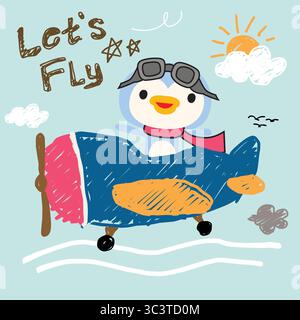 Nettes Pinguin-Doodle-Vektor-Set Stock Vektor