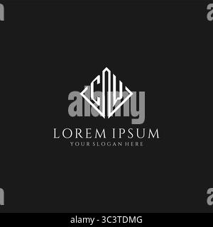 Letter CW-Logo mit quadratischer Vektorgrafik im Rautendesign Stock Vektor