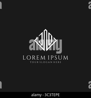 Letter JO Logo mit quadratischer Vektorgrafik im Rautendesign Stock Vektor