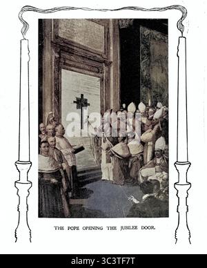 Papst Leo XIII. Öffnet mit einem goldenen Hammer das Jubiläumsportal, 1900, Geschichte des Vatikans Stockfoto