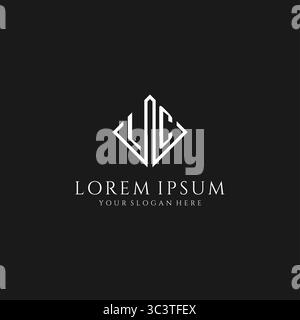 Letter LC-Logo mit quadratischer Vektorgrafik im Rautendesign Stock Vektor