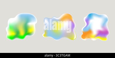 Farbige Farbverläufe fluide abstrakte Blots Hintergründe organische Elemente für Text gesetzt Stock Vektor