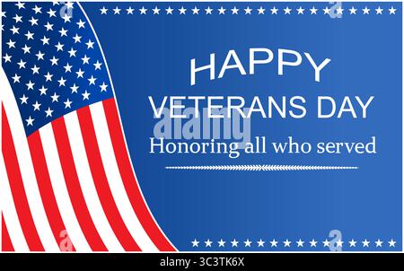 US Veterans Day Grußkarte mit der amerikanischen Flagge Vektor Design Illustration Stock Vektor