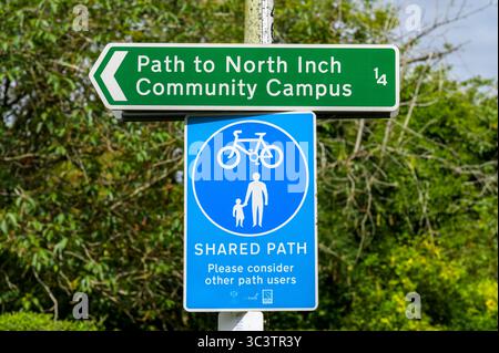 Wegbeschreibung zum North Inch Community Campus in North Inch Park, Perth and Kinross, Schottland, Großbritannien, Europa Stockfoto