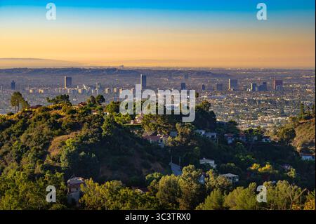 Blick auf West Hollywood, Mid-Wilshire und Beverly Hills in Kalifornien Stockfoto