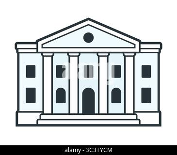 Umrissenes Symbol für Gerichtsgebäude oder Bankgebäude. Klassische Architektur. Einfache und moderne Vektorillustration. Stock Vektor
