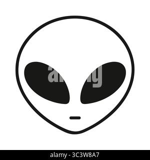 Grüner Kopf des Außerirdischen isoliert auf weißer Hintergrund-Vektor-Illustration. Außerirdische Alien Gesicht oder Kopf Symbol Linie Art Vektor-Symbol für Apps und Websit Stock Vektor