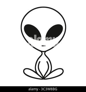 Grüner Kopf des Außerirdischen isoliert auf weißer Hintergrund-Vektor-Illustration. Außerirdische Alien Gesicht oder Kopf Symbol Linie Art Vektor-Symbol für Apps und Websit Stock Vektor