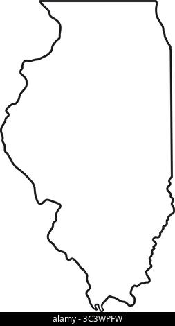 Äußerer Kartenrand von Illinois ohne Umriss des us-Bundesstaates Stock Vektor
