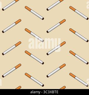 Nahtloses Zigarettenmuster. Vektorillustration mit schwarzer Umrandung. Stock Vektor