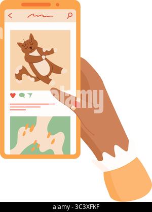 Benutzer Hält Telefon Mit App Stock Vektor