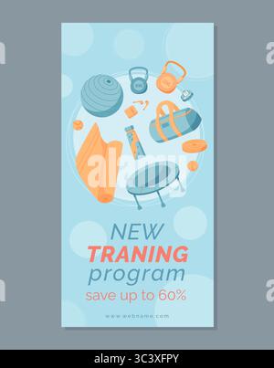 Flaches Sportgeräte-Trainingspapier Stock Vektor