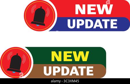 Aktuellstes neues Update-Benachrichtigungsbanner-Vektordesign für Software- und App-Werbeaktionen Stock Vektor