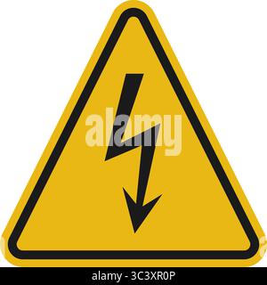 Gelbes und schwarzes Warnsymbol für das Warndreieck für elektrische Warnblinksignale Stock Vektor