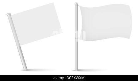 White Flag-Vorlage. Waagerecht schwenkende Fahne reinigen, isoliert auf weißem Hintergrund. Modell für Vektorflagge. Stock Vektor