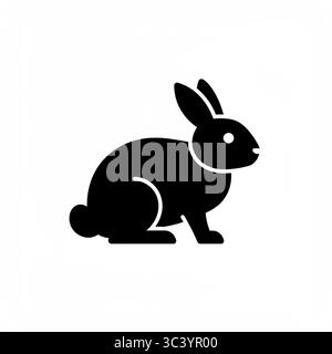 Schwarzes Kaninchen-Grafiksymbol – Vektorillustration isoliert auf weißem Hintergrund Stock Vektor