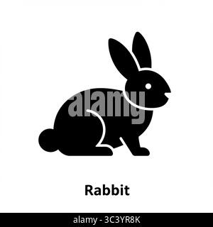 Schwarzes Kaninchen-Grafiksymbol – Vektorillustration isoliert auf weißem Hintergrund Stock Vektor