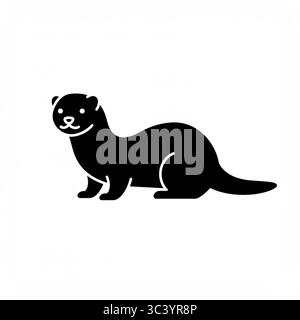 Schwarzes Otter-Grafiksymbol – Vektorillustration isoliert auf weißem Hintergrund Stock Vektor