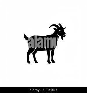 Schwarze Ziege (Bakra) Grafiksymbol – Vektorillustration isoliert auf weißem Hintergrund Stock Vektor