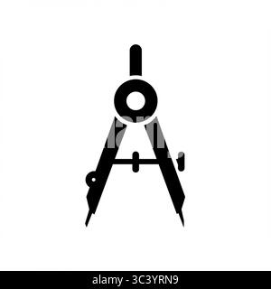 Schwarzes Kompassgrafik-Symbol mit zwei Nadeln – Vektorillustration isoliert auf weißem Hintergrund Stock Vektor