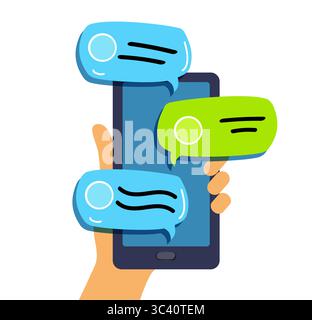 Die Idee des Dialogs im Internet. Eine Unterhaltung in einem Online-Shop. Stock Vektor