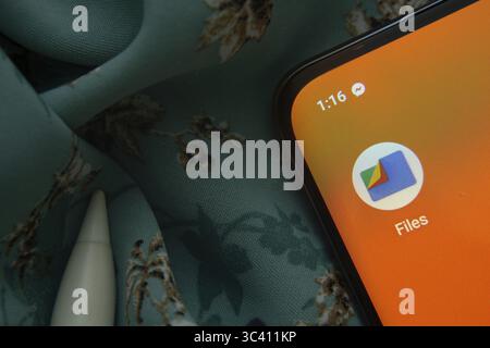 Dhaka, Bangladesch, 07. Mai 2025: Das App-Symbol Google Files wird auf dem Smartphone angezeigt Stockfoto