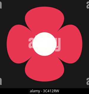 Flache rote Blumenabbildung mit kräftigen Linien und abstrakter Geometrie. Das lebendige Design vermittelt Wärme und moderne Einfachheit Stock Vektor