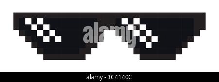 Schwarze Gepixelte Brille Isolierte Vektor-Illustration. Stock Vektor