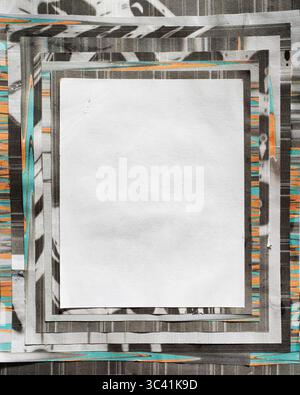 Portrait Frame in Frame Background Created from Multiple Layers of Abstract Pattern of Photocopy Art on Paper Stockfoto