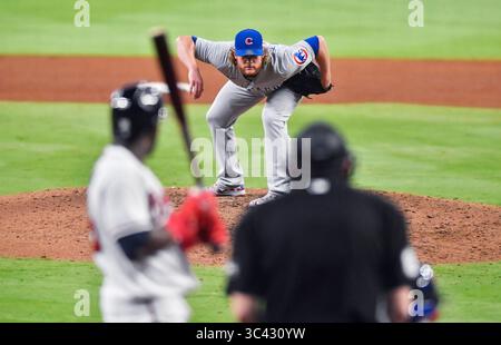 29. April 2021: Chicago Cubs Pitcher Craig Kimbrel bereitet sich auf ein Spielfeld während des neunten Inning eines MLB-Spiels gegen die Atlanta Braves im Truist Park in Atlanta, GA vor. Austin McAfee/CSM(Kreditbild: &Copy; Austin McAfee/CSM via ZUMA Wire) Stockfoto