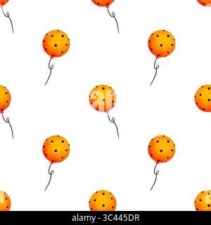 Nahtloses Muster mit orangefarbenen Ballons für Halloween-Party. Wiederkehrendes Ornament für Druck, Stoff, Papier Stockfoto