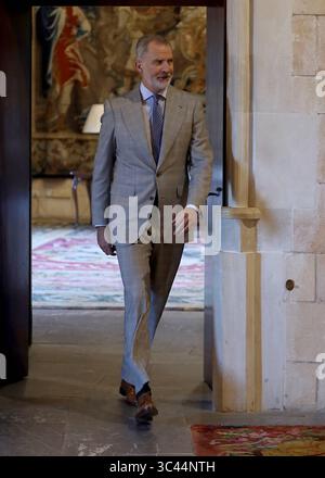 Palma Mallorca, Spanien. Juli 2025. König Felipe VI. Empfängt den Präsidenten der Balearen, Margalida Prohens, am Montag, 28. Juli 2025 im Almudaina-Palast in Palma de Mallorca. Quelle: CORDON PRESS/Alamy Live News Stockfoto