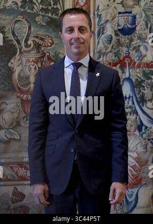 Palma Mallorca, Spanien. Juli 2025. König Felipe VI. Empfängt den Präsidenten der Balearen, Margalida Prohens, am Montag, 28. Juli 2025 im Almudaina-Palast in Palma de Mallorca. Quelle: CORDON PRESS/Alamy Live News Stockfoto