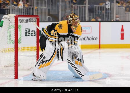 Mai 2021; Boston, MA, USA; Boston Bruins Torhüter Tuukka Rask (40) im ersten Spiel und in der zweiten Runde der NHL Stanley Cup Playoffs zwischen den New York Islanders und Boston Bruins im TD Garden. Anthony Nesmith/CSM(Credit Image: &Copy; Anthony Nesmith/CSM via ZUMA Wire) Stockfoto