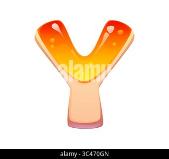 Süßigkeiten, süße Desserttyp, Zeichentrickkeks oder Bäckerei Konditorwaren, Vektorschrift. Desserttafel und englisches Alphabet süßer Kekse mit Gelee-Marmelade, Buchstabe Y für süßes Gebäck Stock Vektor