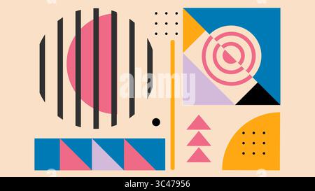 Abstraktes Retro-Design mit Streifenbögen im Hintergrund Stockfoto